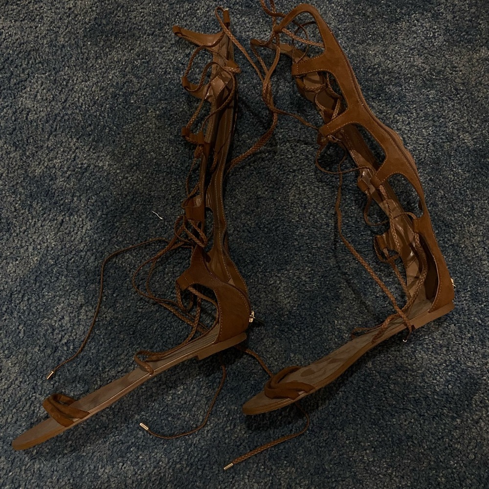 Tie up tan sandals
